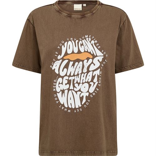 DEPECHE T-SHIRT, LIZADE T-SHIRT, KHAKI WASHED